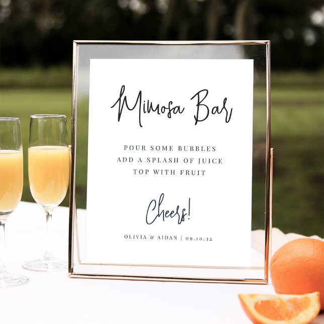 Poster Preto | Sinal de Bar Mimosa de Script Manuscrito M (Criador carregado)
