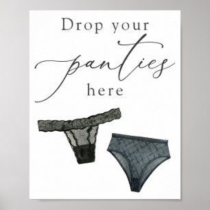 Poster Preto Solte suas calças aqui Lingerie Chá