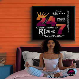 Pôster Preto Todo Dia 24/7 Slogan Gráfico-Mulheres