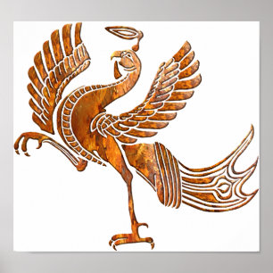 Pôster Preto vermelho da oxidação do pássaro