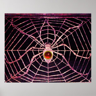 Poster Preto vermelho de pedra preciosa do rubi da ARANHA