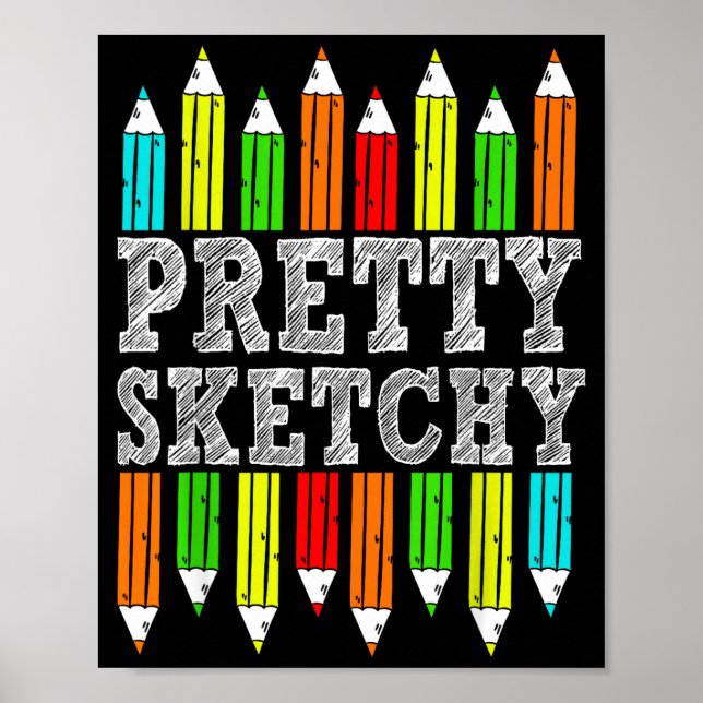 Poster Pretty Sketchy Artist Drawing Humor Sketching Colo (Frente)