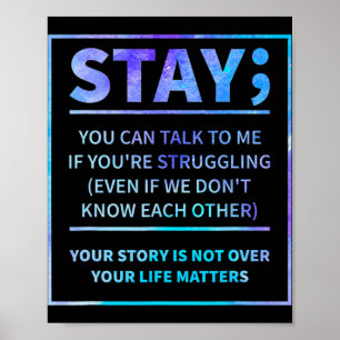 Poster Prevenção à Consciência do Suicídio Semicolon Cura