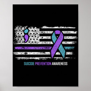 Poster Prevenção ao suicídio Bandeira Americana Sensibili