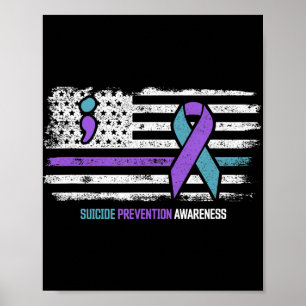 Poster Prevenção ao suicídio Bandeira Americana Sensibili