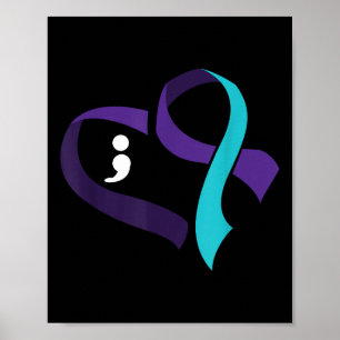 Poster Prevenção ao suicídio Coração Semicolão Saúde Ment