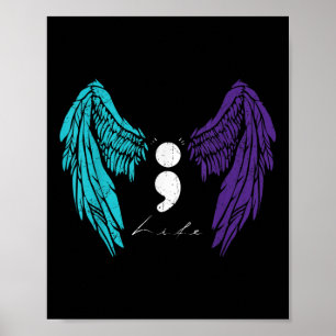 Poster Prevenção ao Suicídio Life Semicolon & Angel Wing