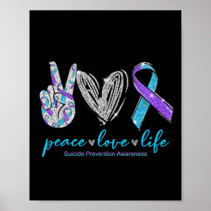 Poster Prevenção ao Suicídio Paz Amor Vida Coração Consci