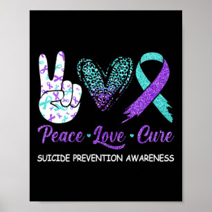 Poster Prevenção ao suicídio Sensibilização Paz Amor Cura