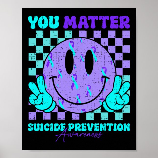 Poster Prevenção Suicida Sensibilização Teal E Roxo (Frente)