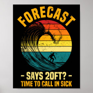 Poster Previsão de 20 pés Design de Surf de Ondas Grandes