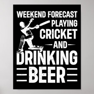 Poster Previsão De Fim De Semana Jogando Críquete E Beben