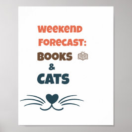 Poster Previsão de Fim de Semana: Livros & Gatos