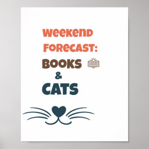 Poster Previsão de Fim de Semana: Livros & Gatos