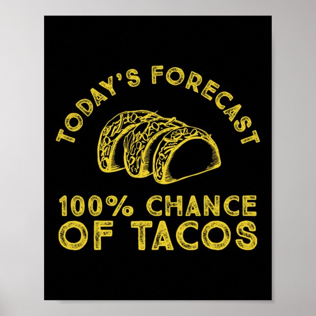 Poster Previsão De Hoje De 100% De Chance De Tacos (Frente)