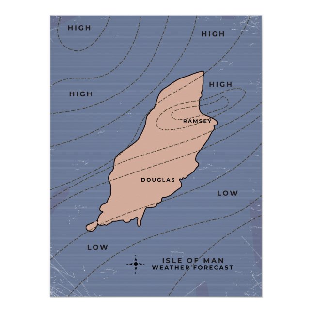 Pôster Previsão do Tempo da Ilha de Man (Frente)