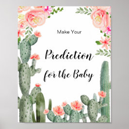 Poster Previsões Cactus Watercolor para bebês