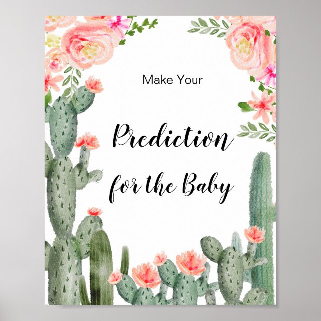 Poster Previsões Cactus Watercolor para bebês (Frente)