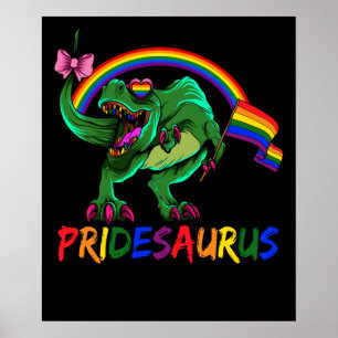 Poster Pridesaurus Pride Gay T-Rex Dino Rainbow