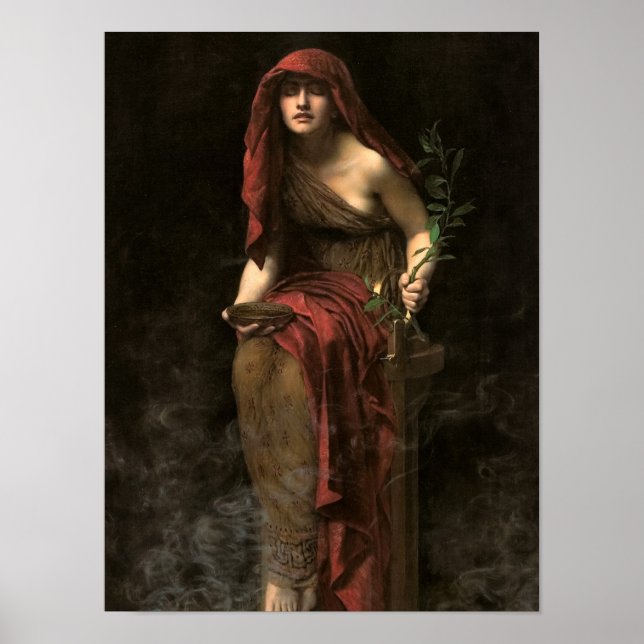Poster Priestess of Delphi, 1891 by John Collier (Frente)