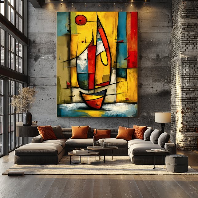 Poster Primal Voyage — Abstract Expressionist Sailboat (Criador carregado)
