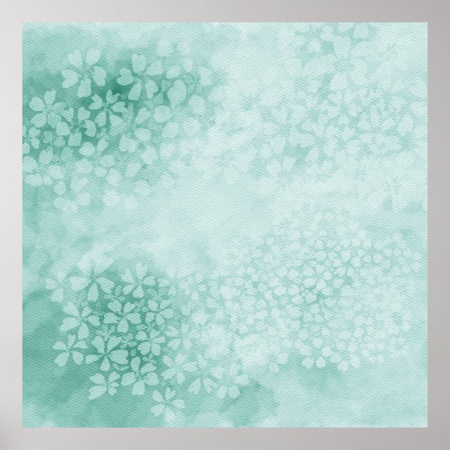 Poster Primários de Aquarela em Emerald Green | Rácio 1x1 (Frente)