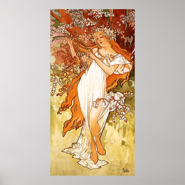 Poster Primavera Alfons Mucha Art Nouveau (Frente)