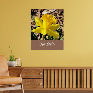 Poster Primavera amarelo Daffodil no nome personalizado d