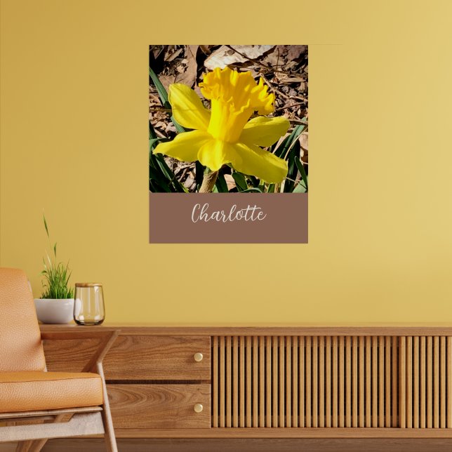 Poster Primavera amarelo Daffodil no nome personalizado d (Sala de Estar 2)