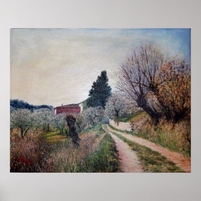 Pôster PRIMAVERA ANTERIOR EM VERNALESE/Paisagem Toscana (Frente)