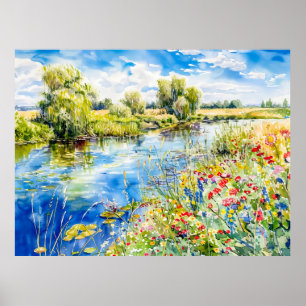Poster Primavera às margens do Havelland em aquarela Sty