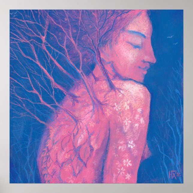 Poster Primavera Awakening Dryad Fantasy Girl Floresta Má (Frente)