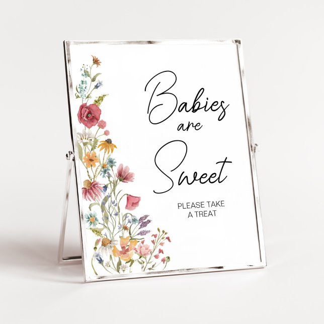 Poster Primavera Baby in Bloom Chá de fraldas Babies are  (Boho Wildflower Baby Shower Babies are Sweet Sign)