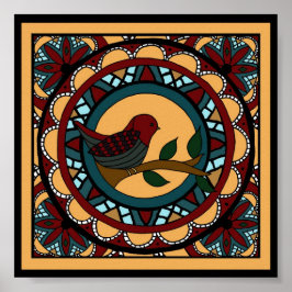 Pôster Primavera Bird Mandala-impressão