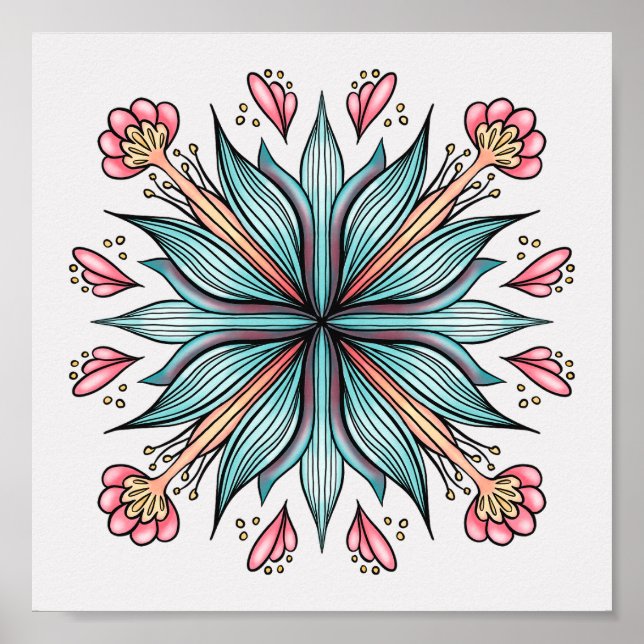 Poster Primavera Blooms: geométrico (Frente)