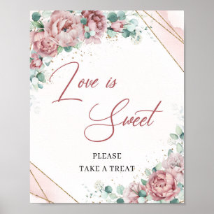 Poster Primavera boho blush gold eucalipto O amor é doce