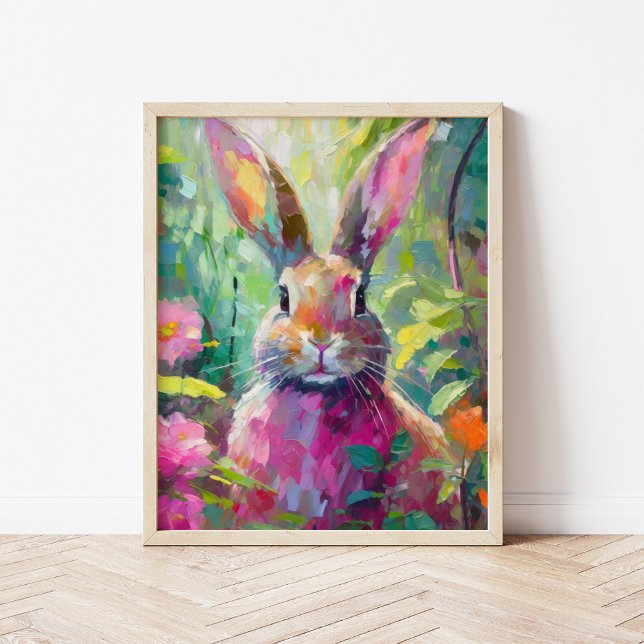 Poster Primavera Bunny Colorful Modern Abstrato Art (Criador carregado)