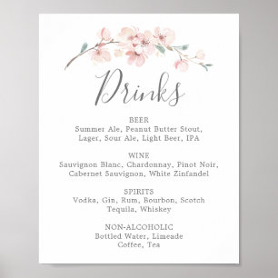 Poster Primavera Cherry Blossom Wedding Being Menu Sign