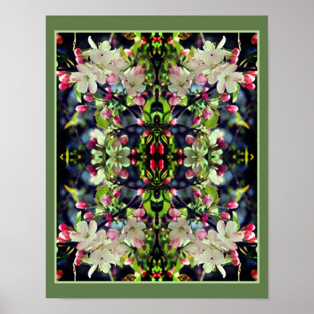 Poster Primavera Crabapple Blossoms Abstrato (Frente)