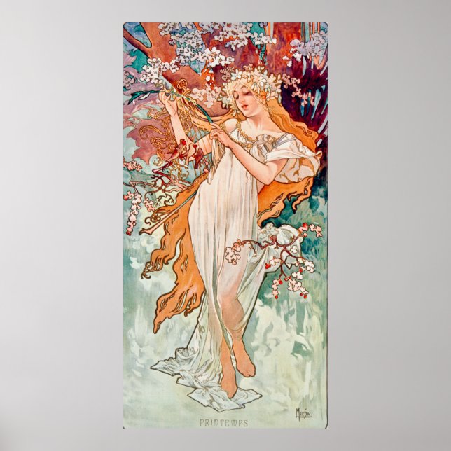 Poster Primavera de Alfons Mucha (Frente)