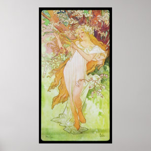 Pôster Primavera de Alphonse Mucha Printemps