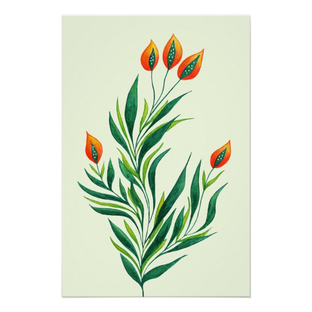 Pôster Primavera de Arte Botânica abstrato (Frente)