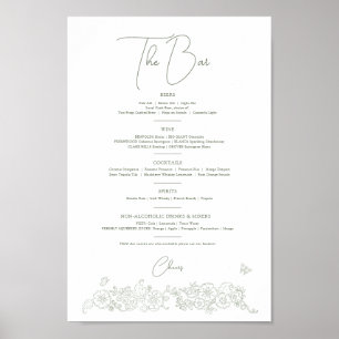 Poster Primavera flor sábado branco bebidas de bar menu
