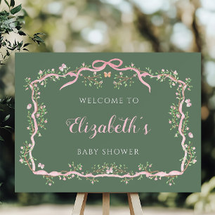 Poster Primavera Garden Sage Green Pink Chá de fraldas Be