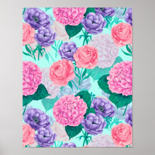 Poster Primavera jardim aquarela 2