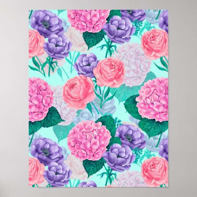 Poster Primavera jardim aquarela 2 (Frente)