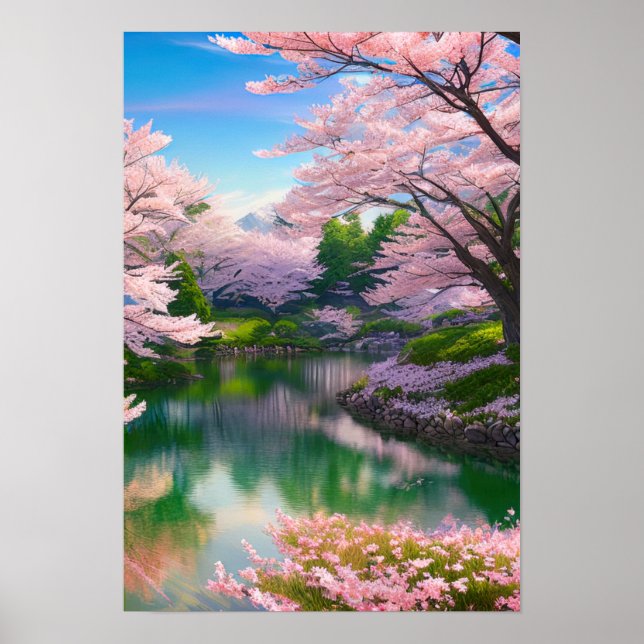 Poster Primavera pelo rio, Cherry Blossom Paradise (Frente)