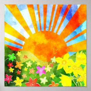 Poster Primavera Sun da aguarela