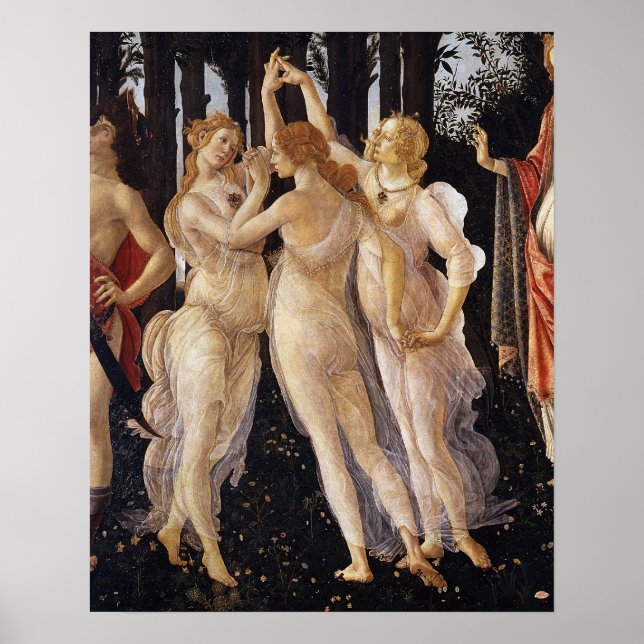 Pôster Primavera, Three Graces, por Sandro Botticelli (Frente)