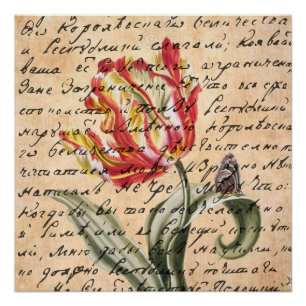 Pôster Primavera Tulipas e manuscrito